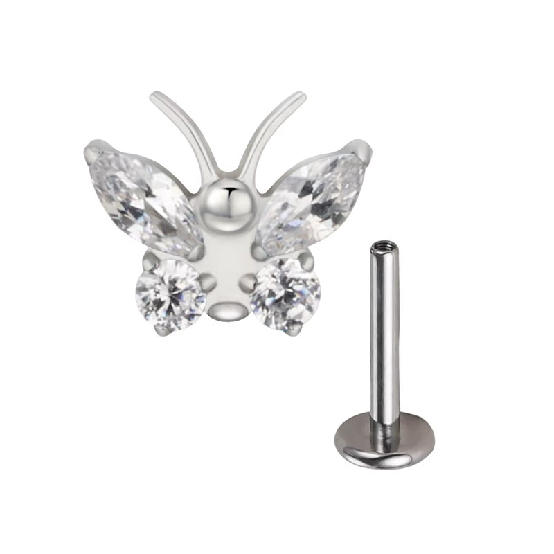 Butterfly Whisper 1 Pair Of Women's Earrings, Butterfly Shaped Earrings, Stainless Steel Zircon Earrings With Flowers, Crystal Clusters Blooming