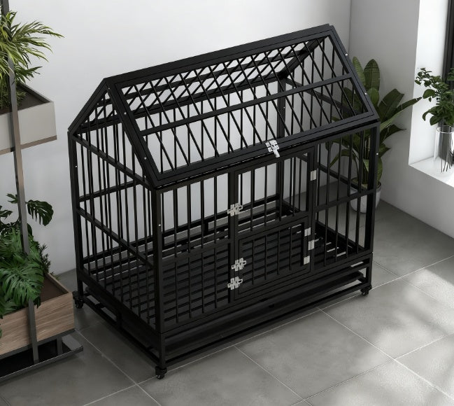 Heavy Duty Dog Crate With 4 Lockable Wheels