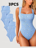 3 Pack NEW Women's Summer Outfit Baby Blue Cherry Print Jumpsuit For Women Vintage Chic