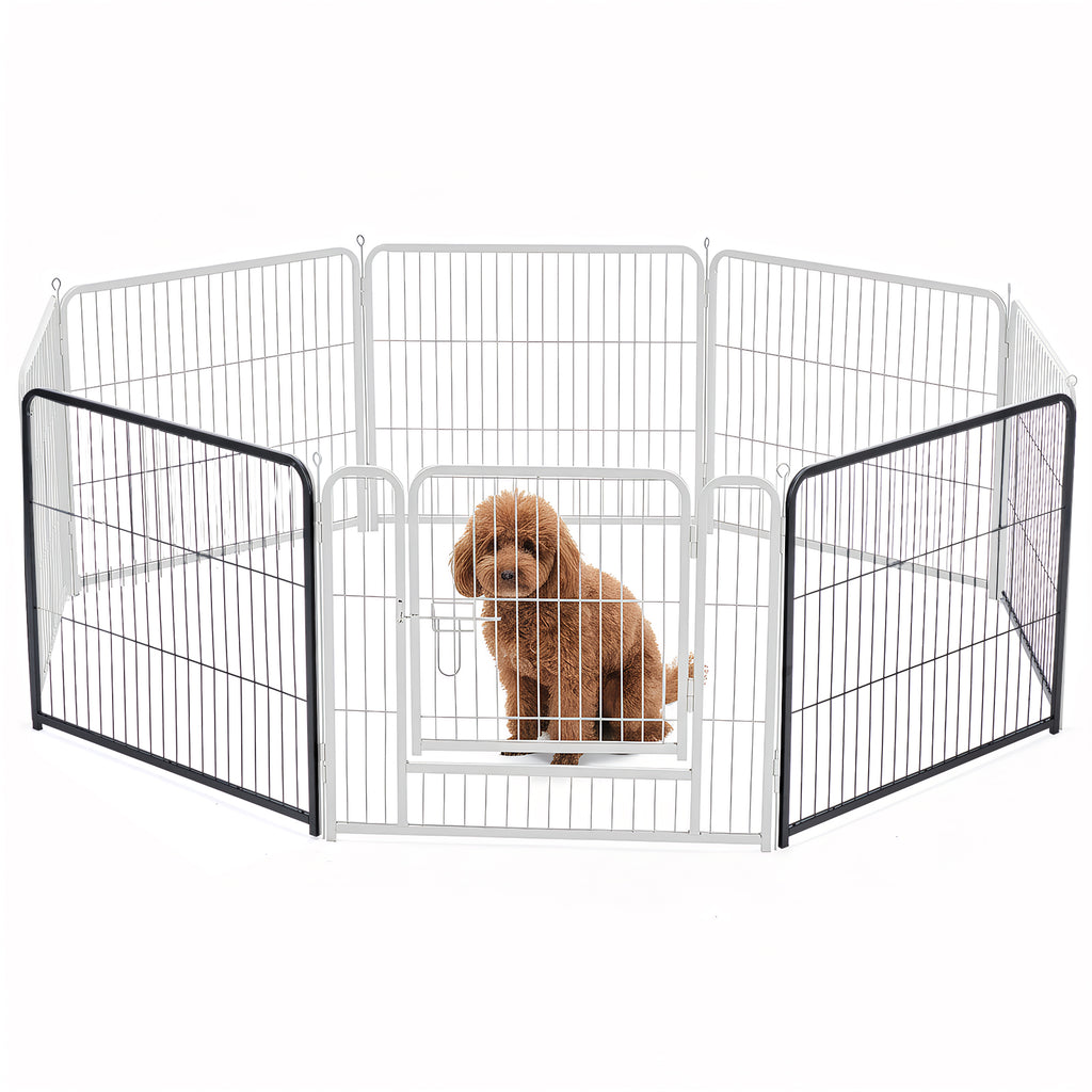 Metal Material, Foldable Pet Fence With A Door, Suitable For Small, Medium And Large-sized Dogs Outdoors