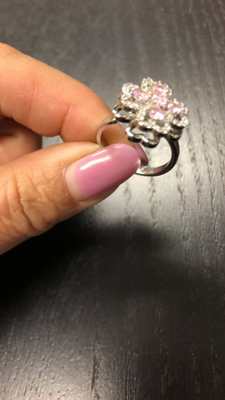 Rotate Rings For Women,Zircon Stainless Steel Open Adjustable Ring  Gift Jewelry