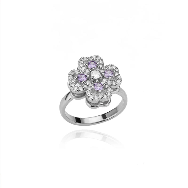 Rotate Rings For Women,Zircon Stainless Steel Open Adjustable Ring  Gift Jewelry