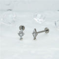 1 Pair Of Women's Earrings, Geometric Glow Earrings, Stainless Steel Zircon Earrings With Flowers, Crystal Clusters Blooming