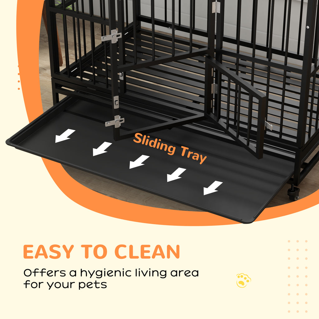 Heavy Duty Dog Crate With 4 Lockable Wheels