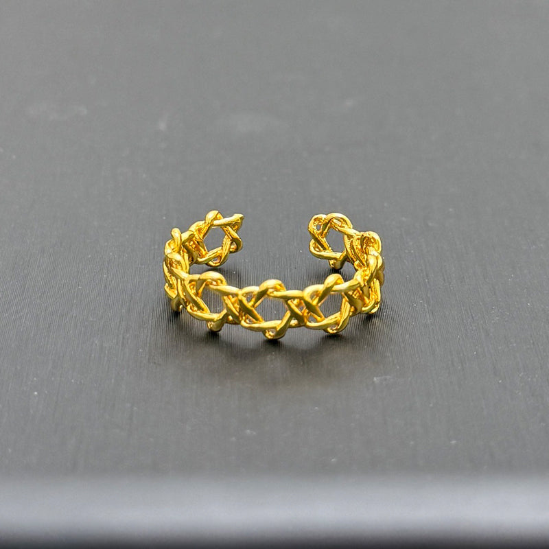 24k Gold Jewelry,Adjustable Ring Vintage Charm Jewelry,Fine Gold Celtic Knot Band Eternity Ring